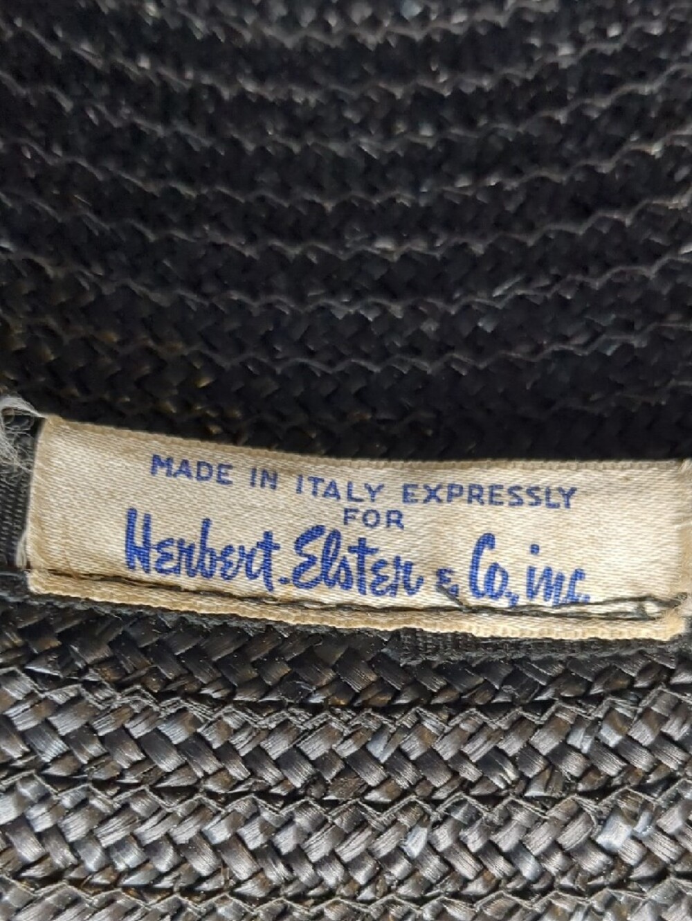 Vintage 50s Herbert Elster Black Straw Hat Summer Beach Made In Italy - Picture 11 of 13